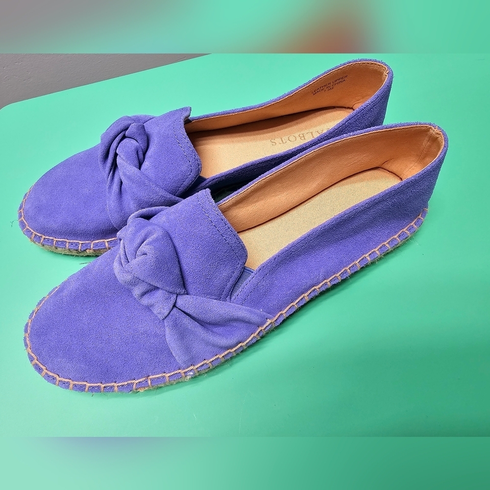 Talbots Suede Purple Espadrilles with Bow Detail